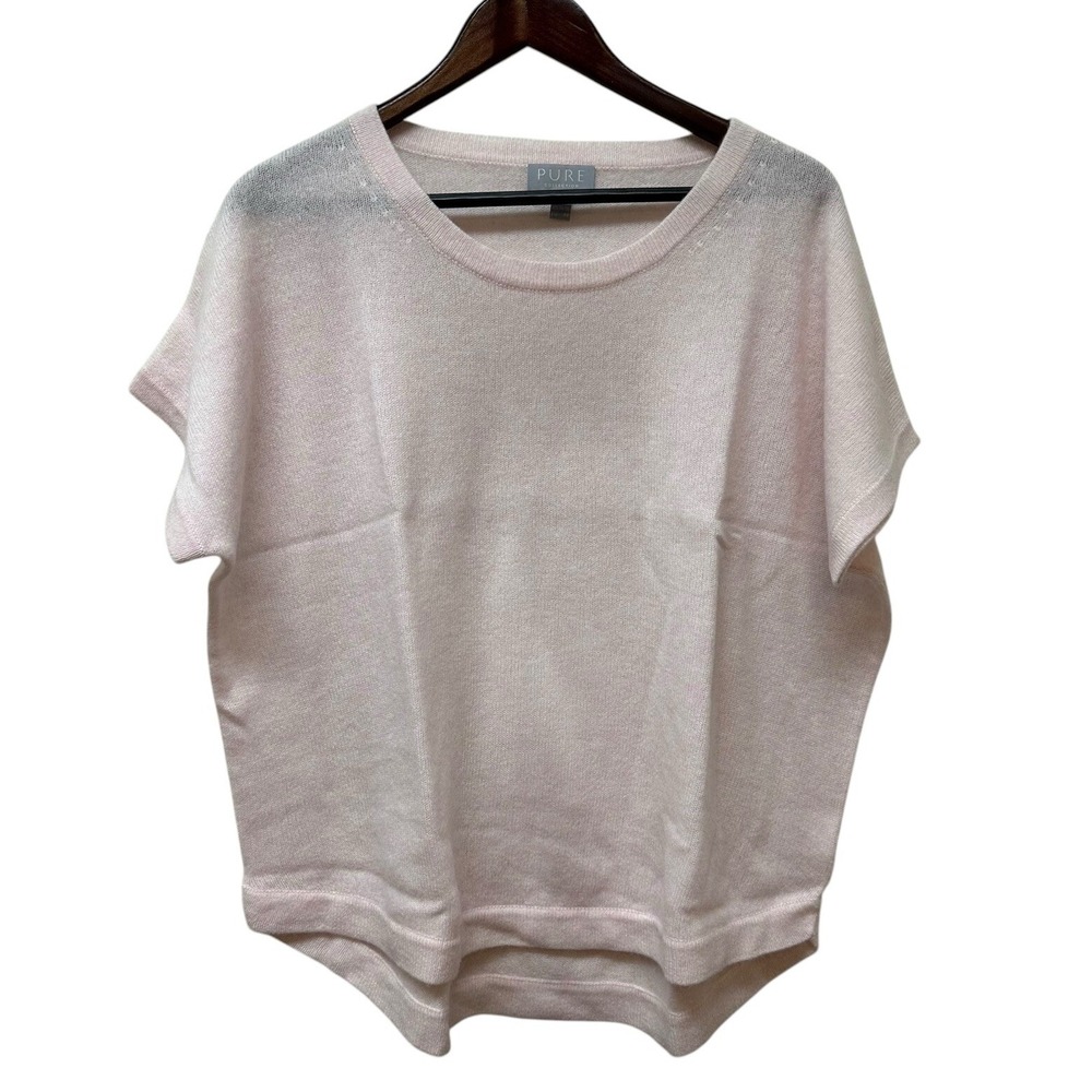 Pure Collection Cashmere Short Sleeve Boxy Sweater Women's US 14/16 UK 18 NEW
